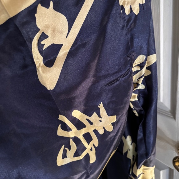 NWT Da Shang Hai Blue/Red/Gold Reversible Belted Collared Pockets Kimono Size M - Picture 6 of 16